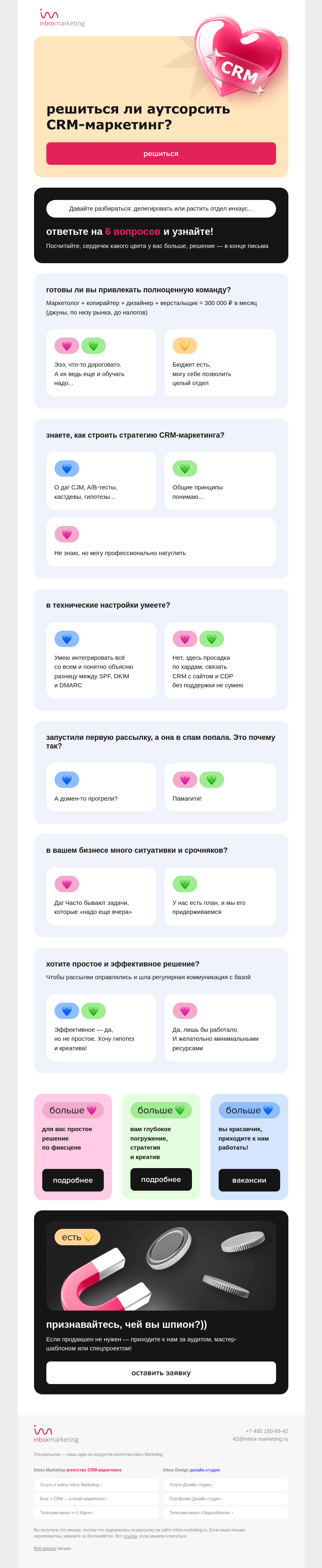 Письмо компании «Inbox Education» на тему «Дилемма: инхаус или аутсорс»