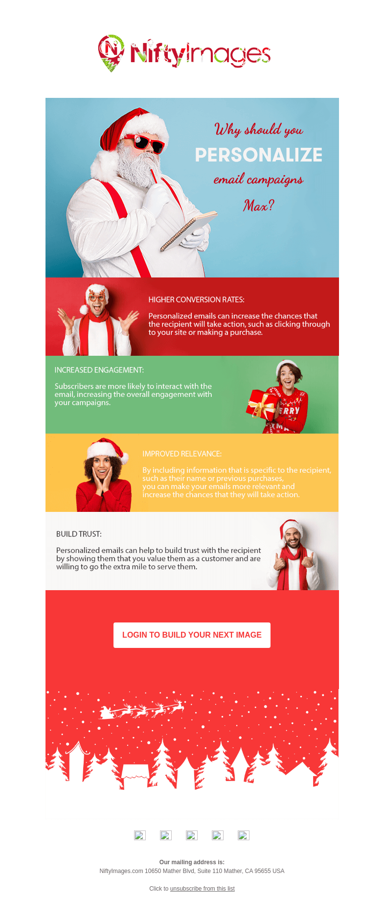 Письмо компании «NiftyImages» на тему «Make a lasting impression this holiday season.»