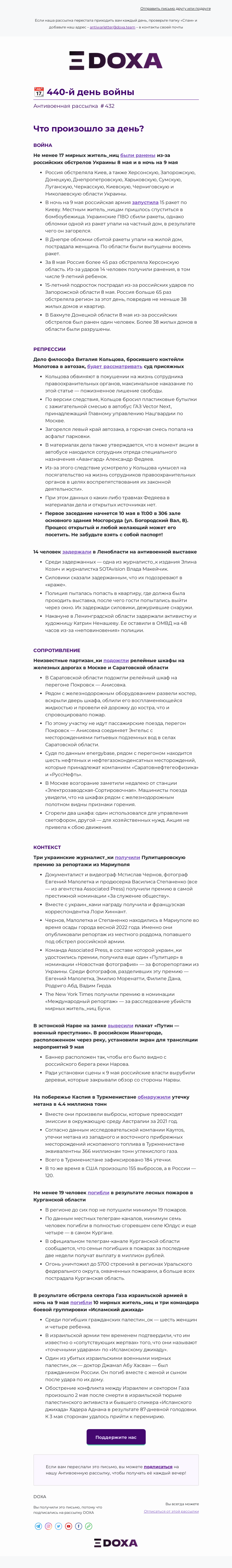Письмо компании «DOXA» на тему «📆 440-й день войны»