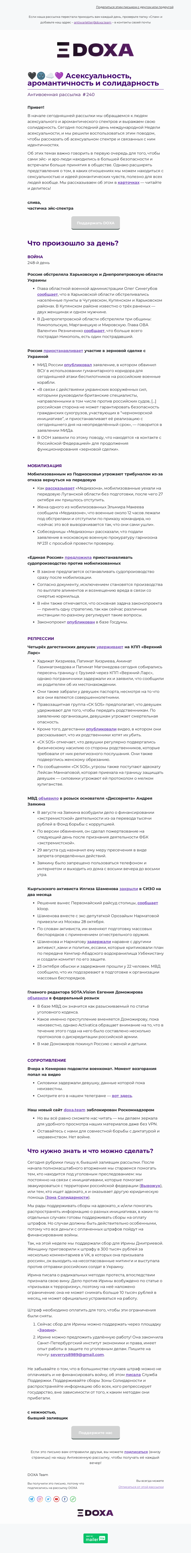Письмо компании «DOXA» на тему «🖤🌚☁️💜 Асексуальность, аромантичность и солидарность»