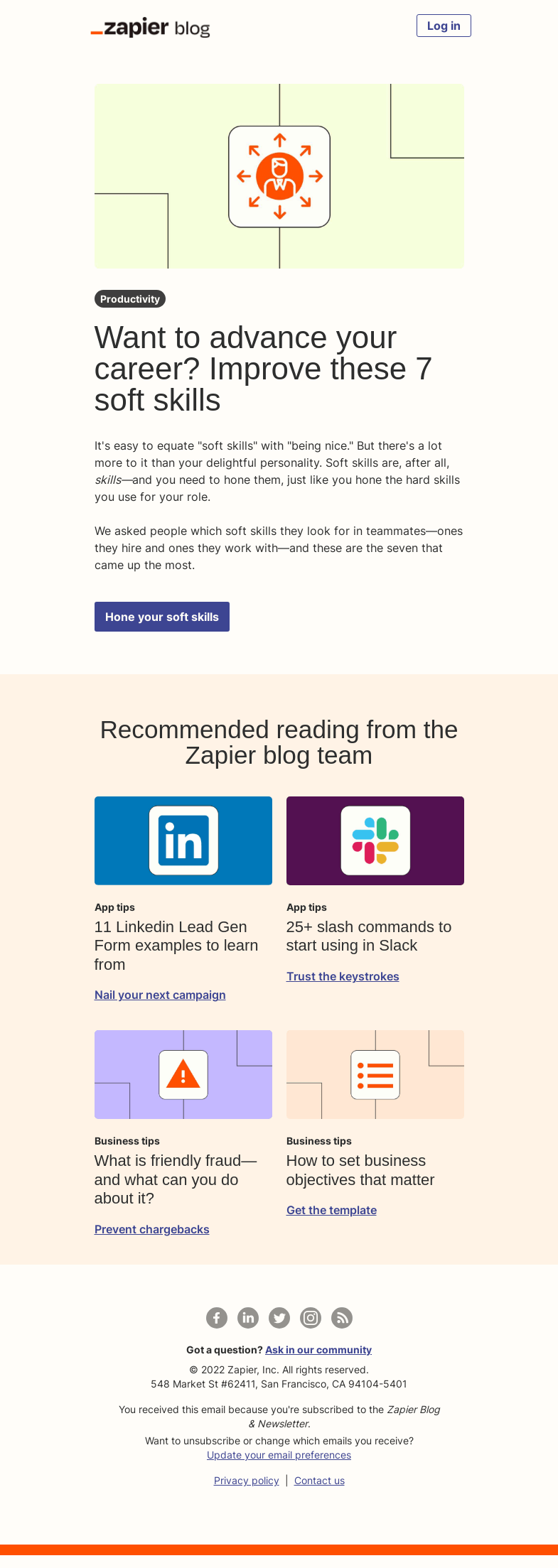 Письмо компании «Zapier» на тему «Soft skills matter»