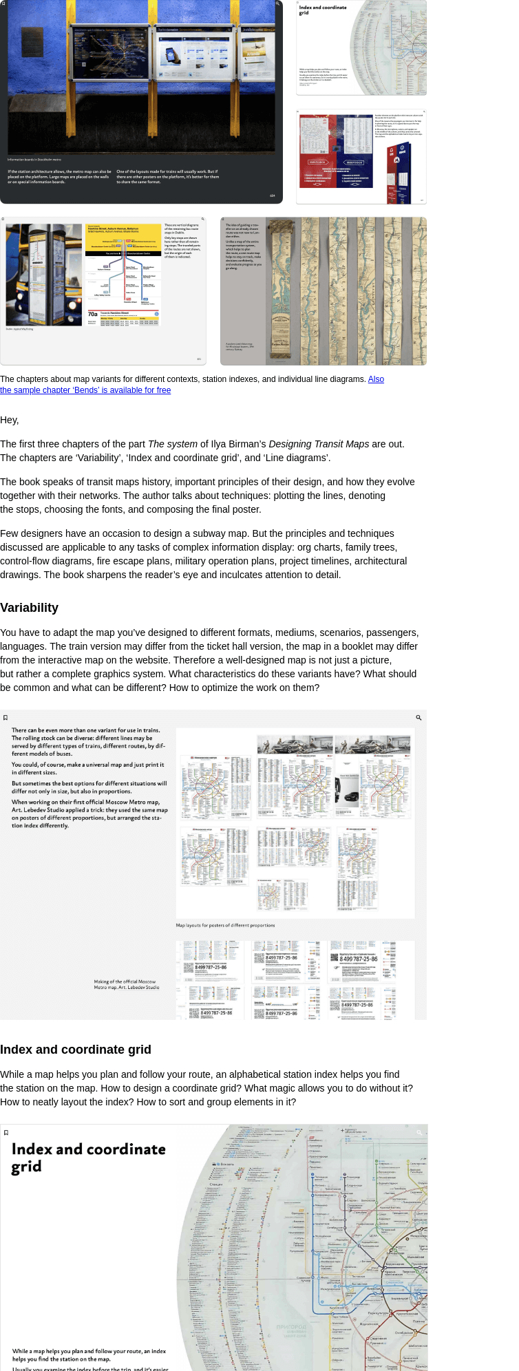 Письмо компании «Бюро Горбунова» на тему «The first three chapters of the final part of Ilya Birman’s Designing Transit Maps are out»