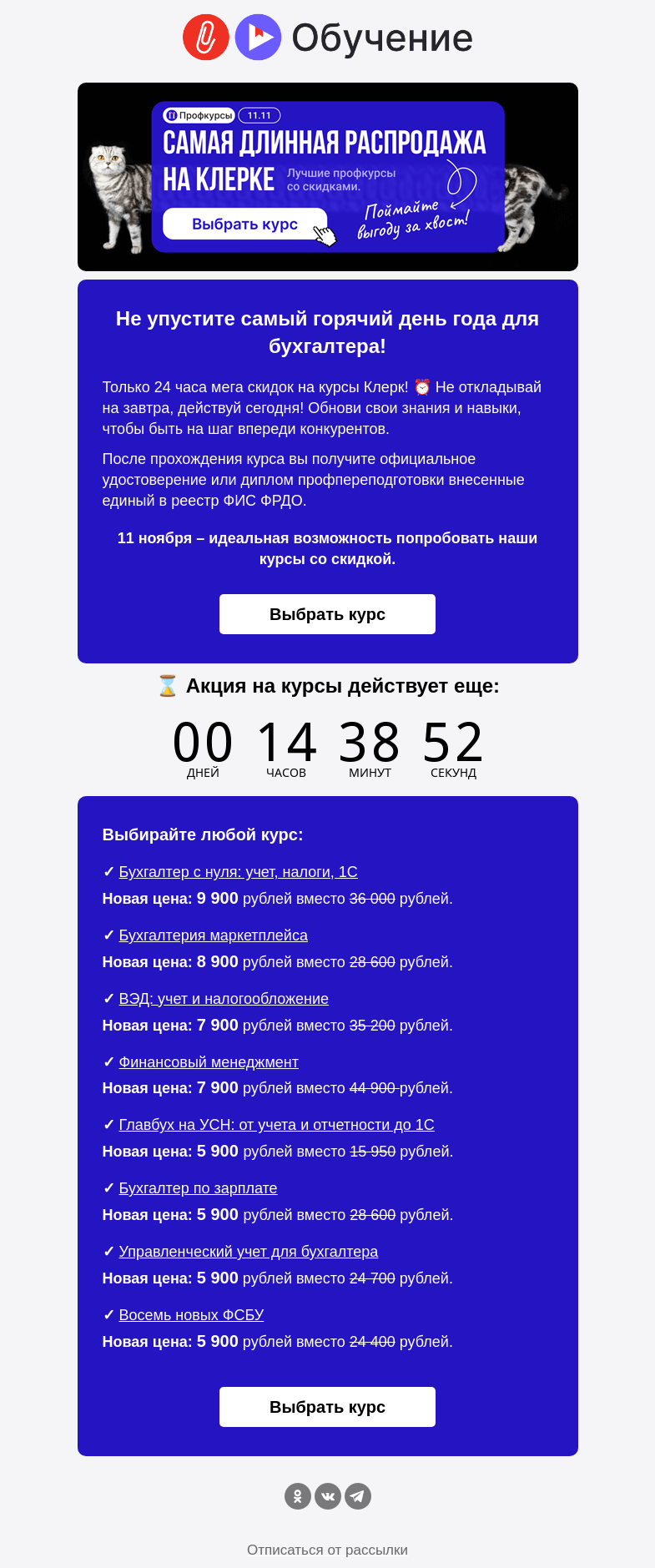 Письмо компании «Клерк» на тему «🔥Только 11.11 горячие предложения»