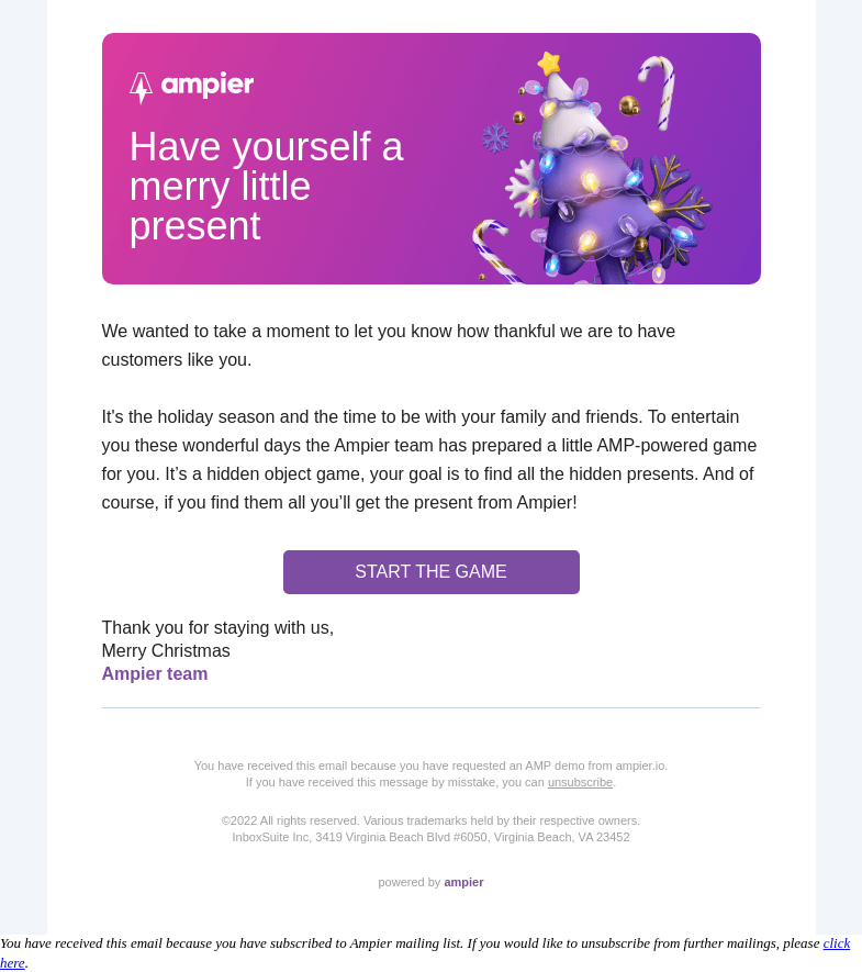 Письмо компании «Ampier» на тему «Many Merry Christmas wishes from the Ampier team»
