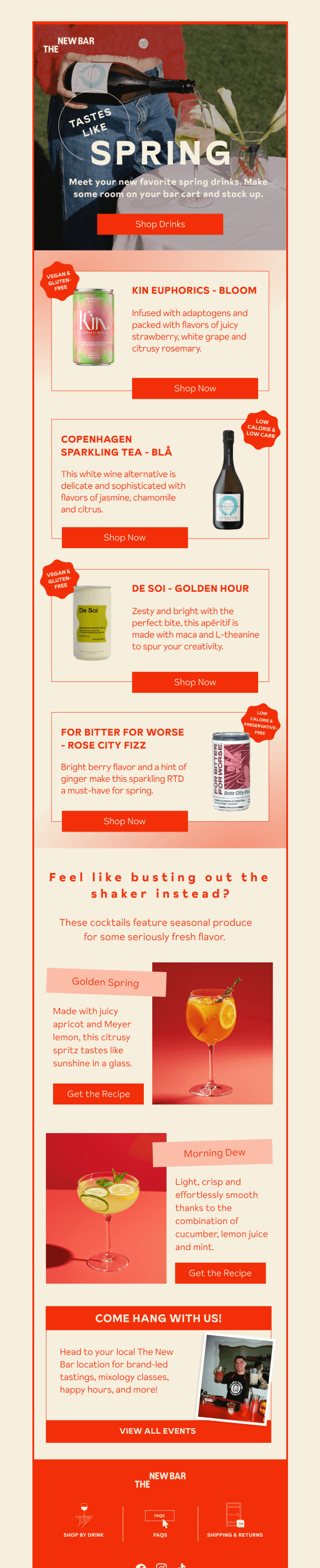 Письмо компании «The New Bar» на тему «Give your bar cart a refresh this spring🌷»