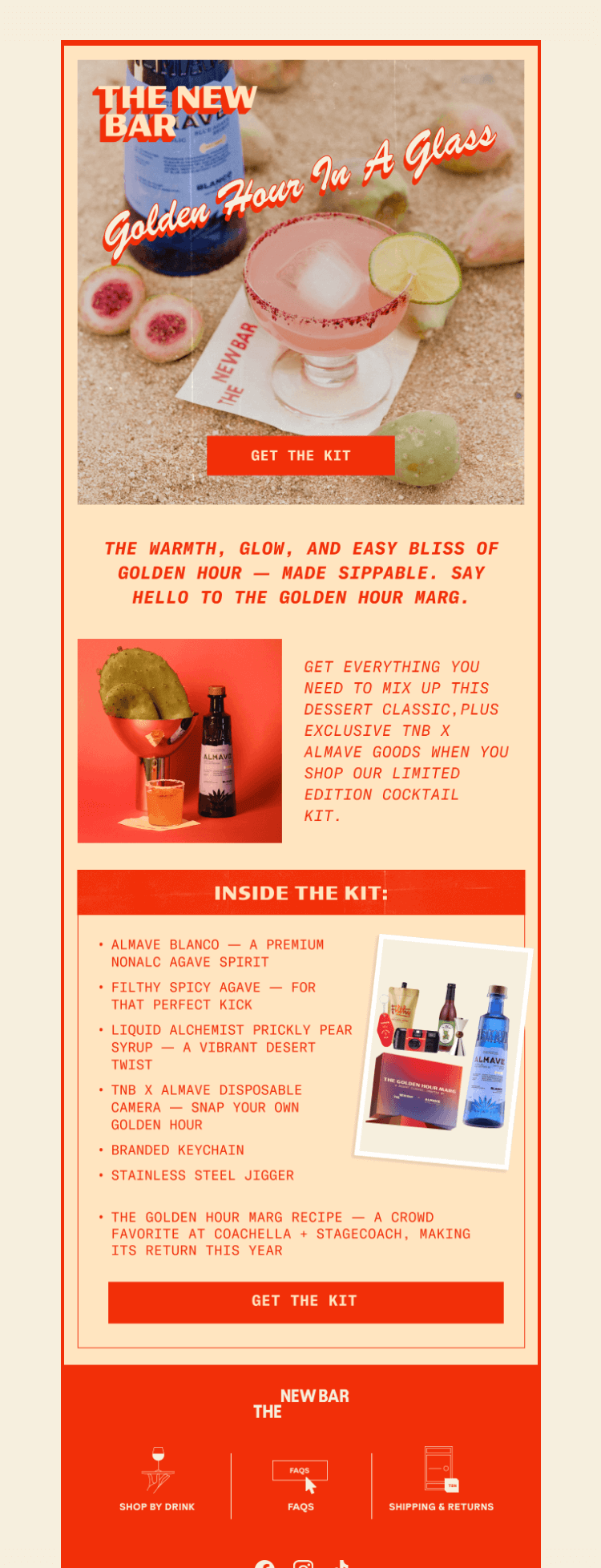Письмо компании «The New Bar» на тему «TNB + Almave = the best marg you’ve ever had»