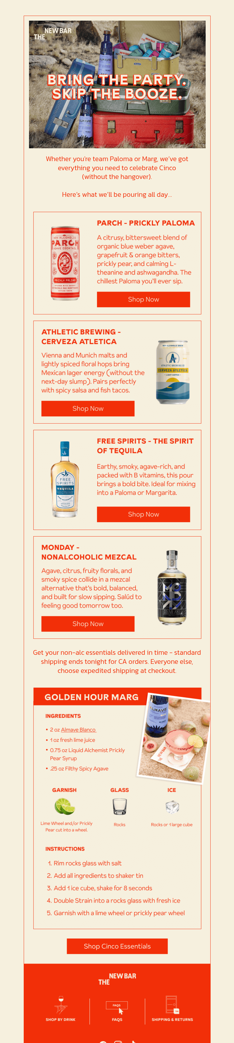 Письмо компании «The New Bar» на тему «Your Cinco? Covered.»