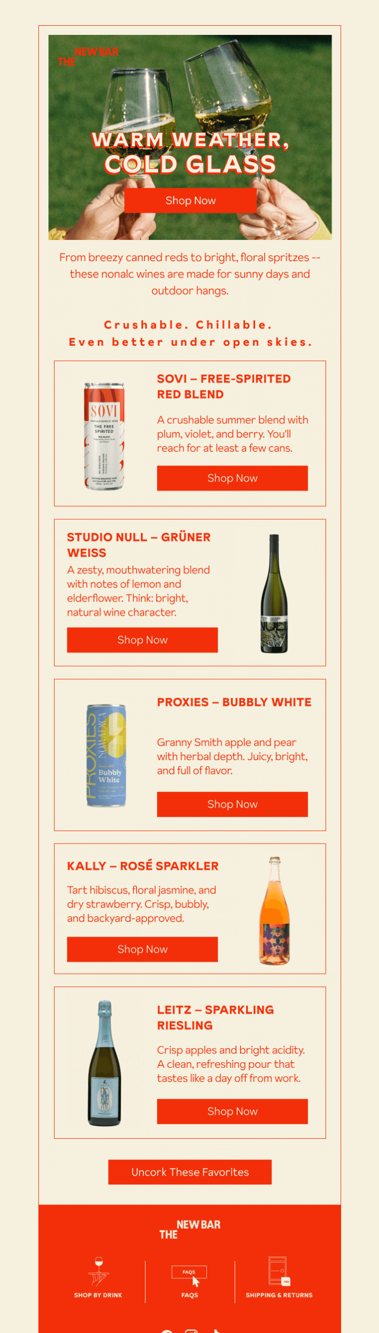 Письмо компании «The New Bar» на тему «The best wines for drinking outside🍷»