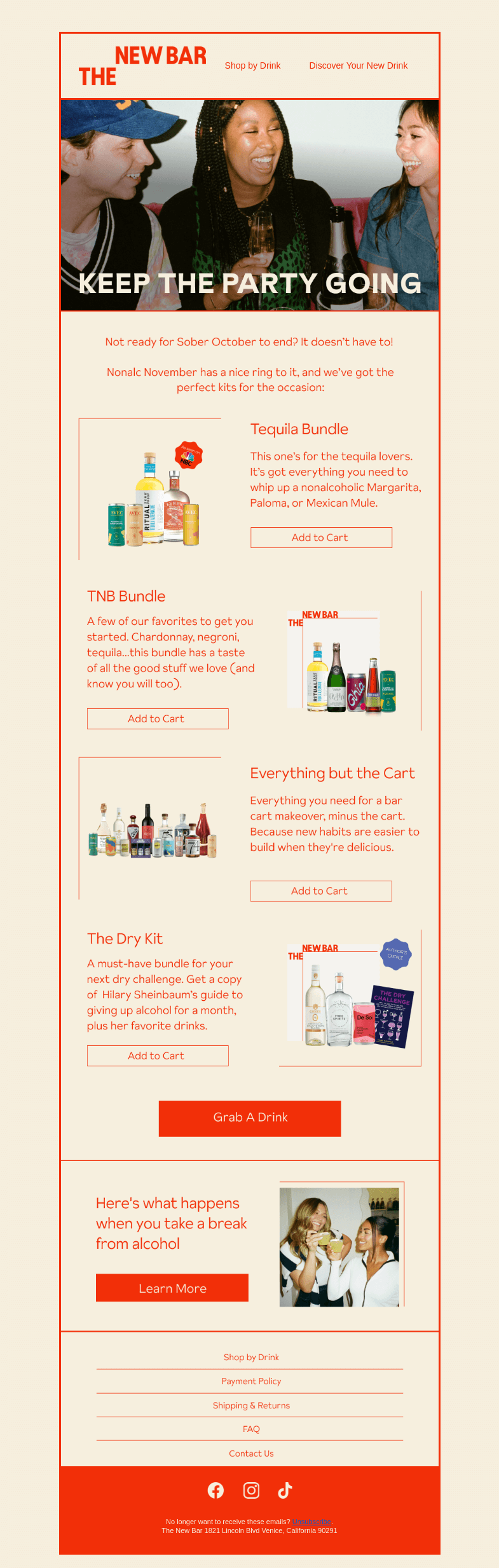 Письмо компании «The New Bar» на тему «From Sober October to Nonalc November»
