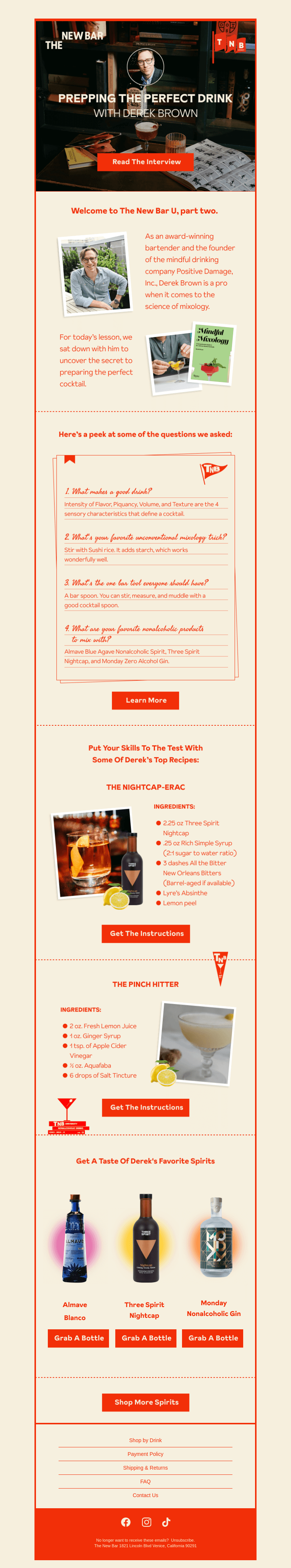 Письмо компании «The New Bar» на тему «Lesson 2: Mixology with Derek Brown 👉»
