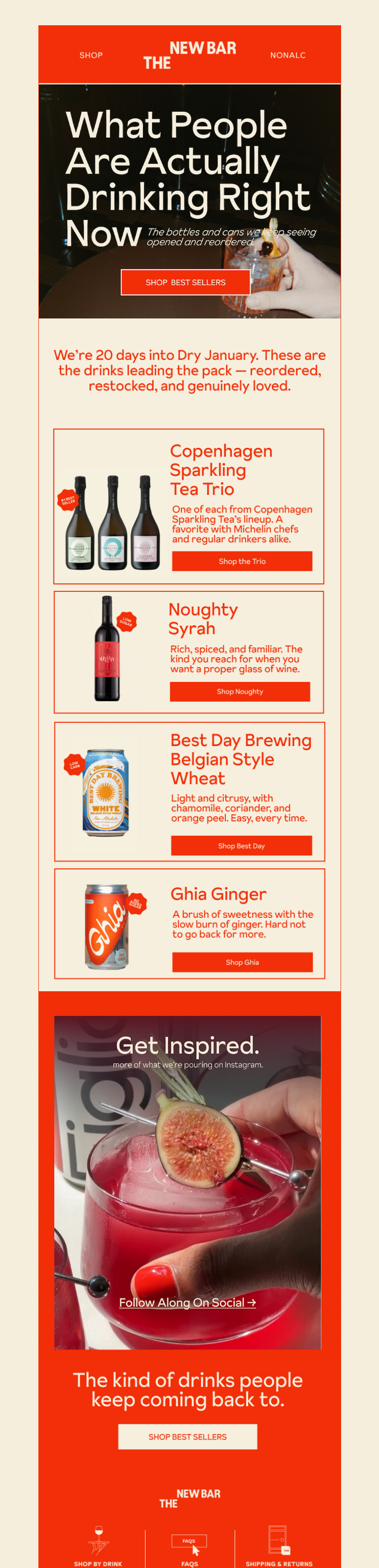 Письмо компании «The New Bar» на тему «What people are actually drinking right now»