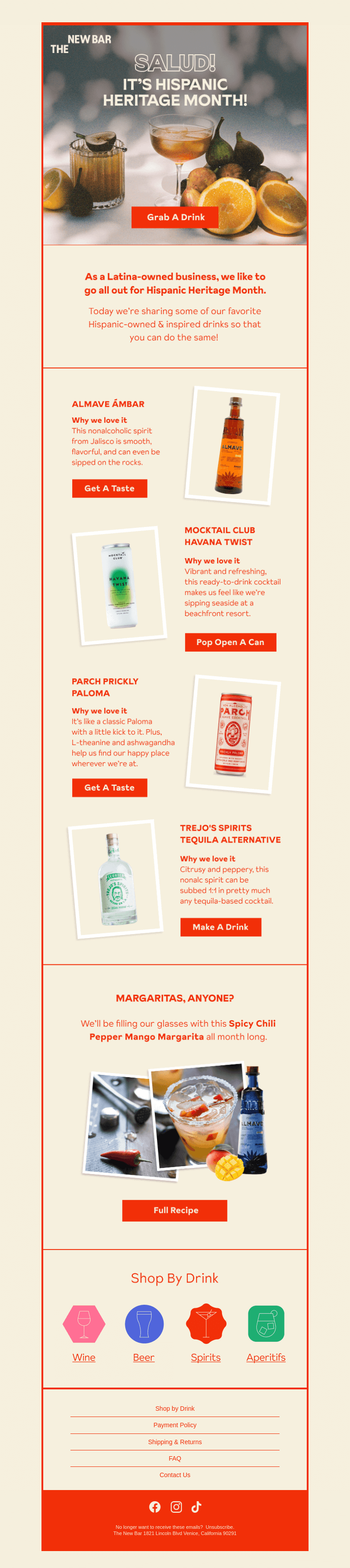 Письмо компании «The New Bar» на тему «Celebrate Hispanic Heritage Month!»