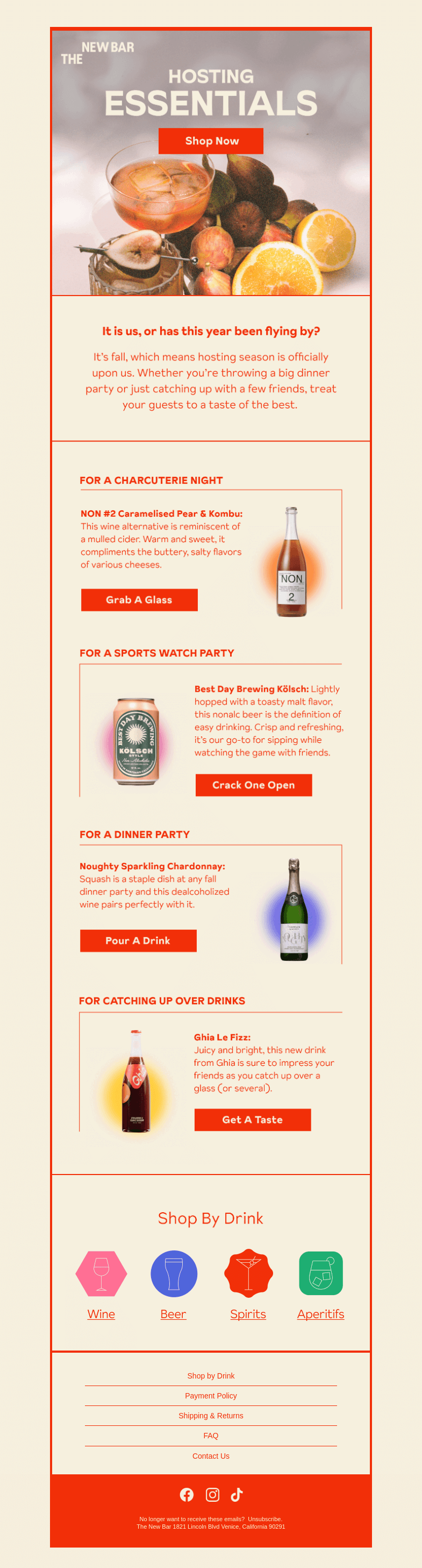 Письмо компании «The New Bar» на тему «Hosting this fall?»