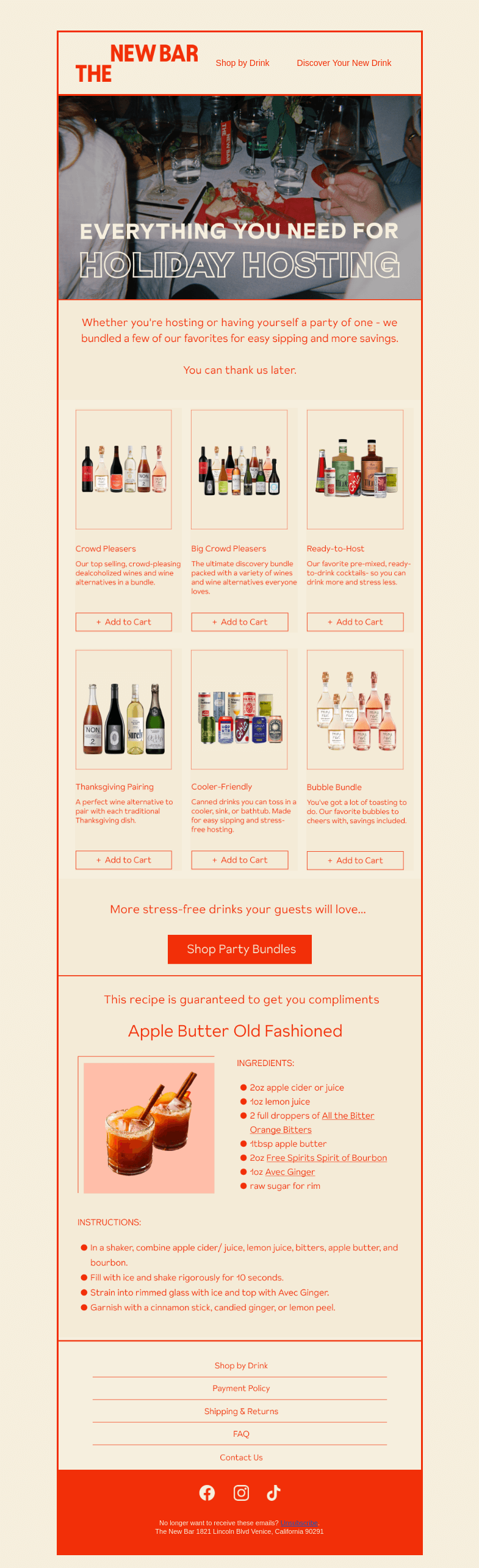 Письмо компании «The New Bar» на тему «Hosting for the Holidays?»