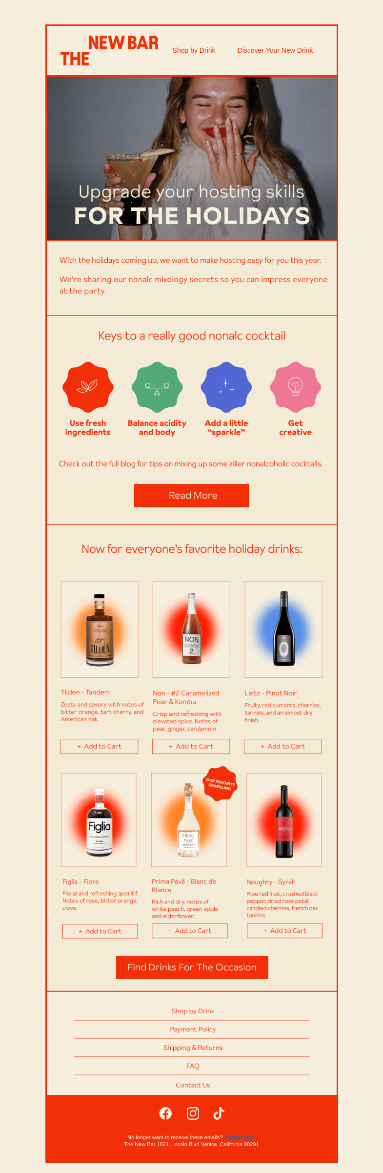 Письмо компании «The New Bar» на тему «Nonalc cocktails everyone will rave about!»