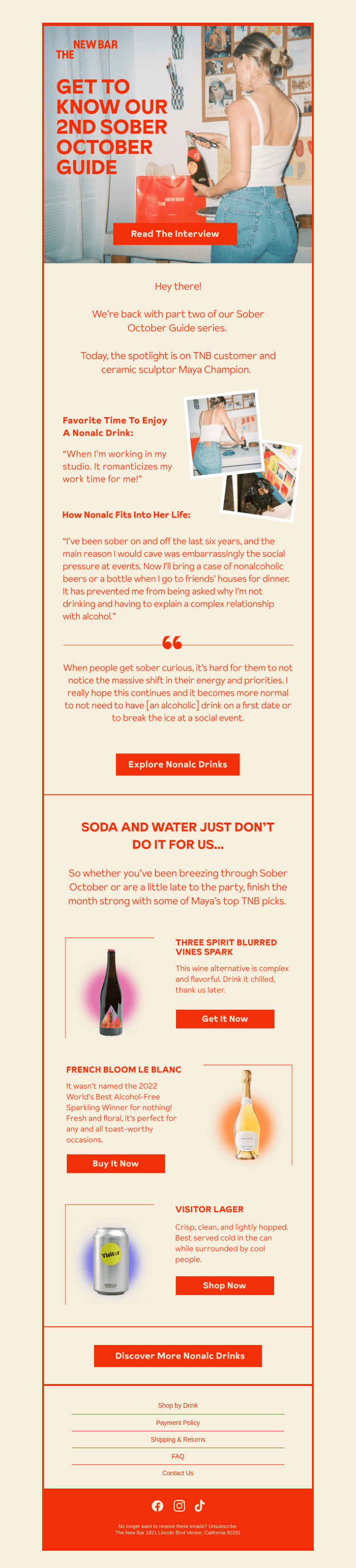 Письмо компании «The New Bar» на тему «TNB’s Sober October Guide Series Pt. 2»