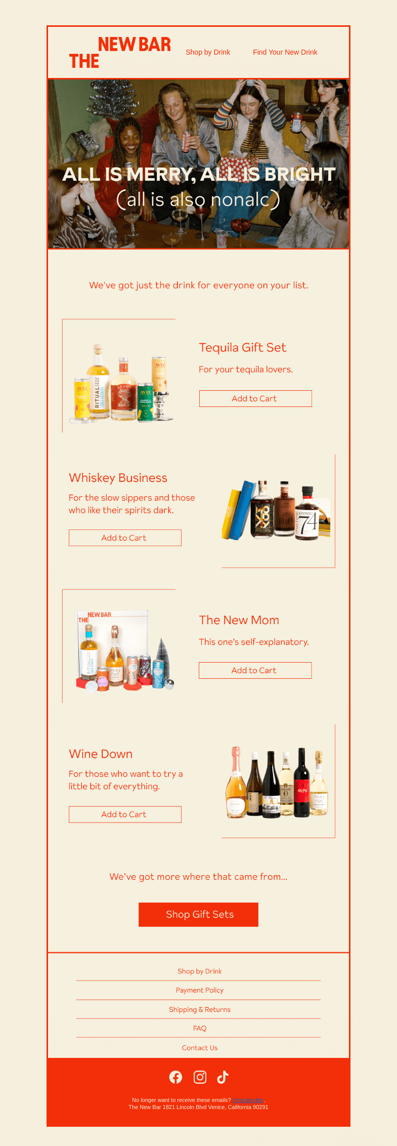 Письмо компании «The New Bar» на тему «Your gifting cheat sheet is here!»