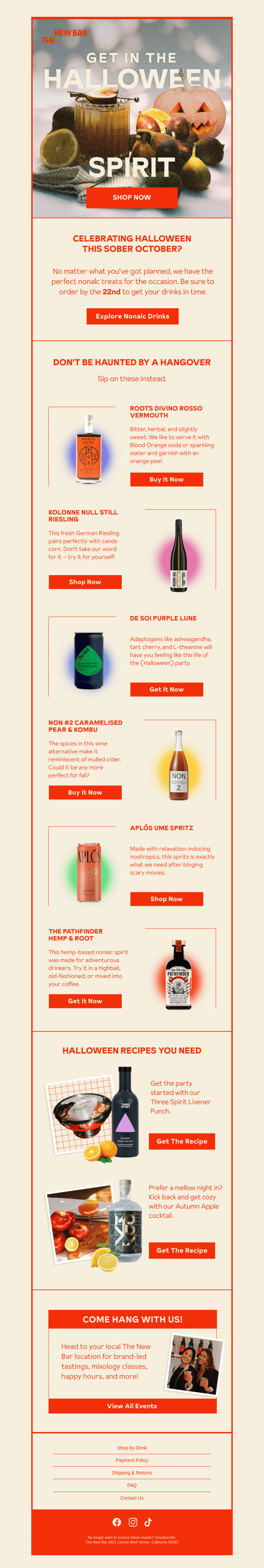 Письмо компании «The New Bar» на тему «Treat yourself this Halloween 🎃»
