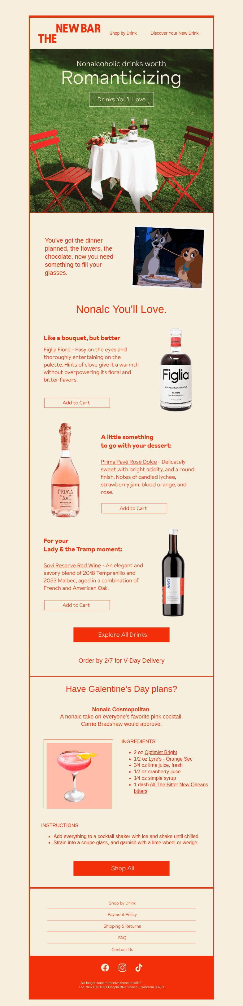 Письмо компании «The New Bar» на тему «Drinks we’re crushing on...»