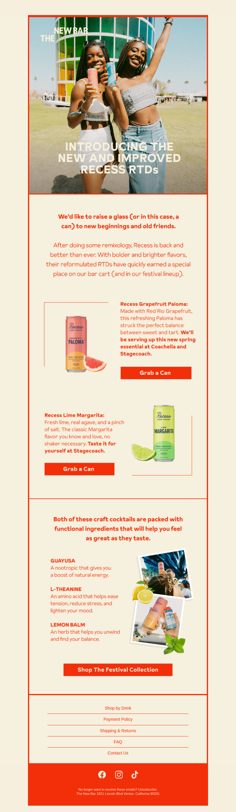 Письмо компании «The New Bar» на тему «Calling all functional drink lovers.»