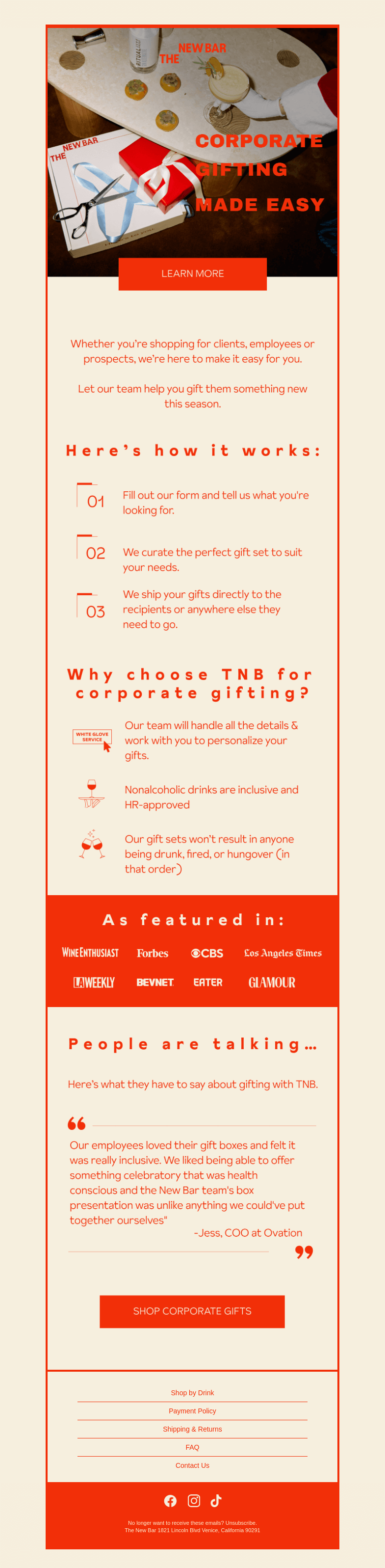 Письмо компании «The New Bar» на тему «Put your best drinks forward ➡️»