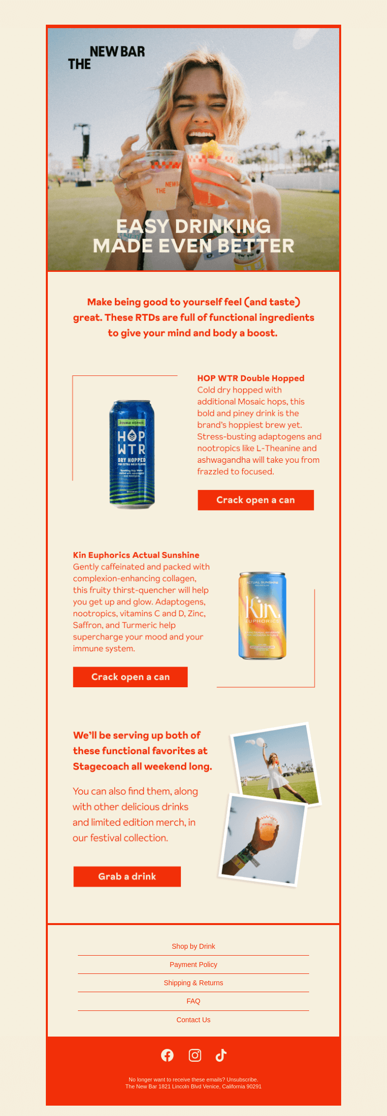 Письмо компании «The New Bar» на тему «Give your body some TLC with these functional RTDs.»