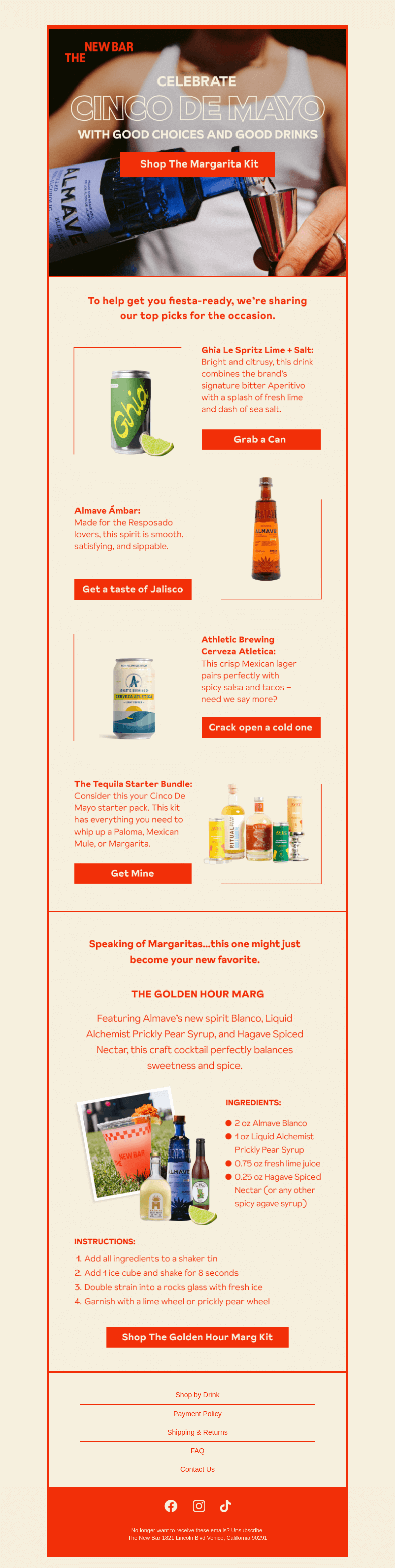 Письмо компании «The New Bar» на тему «Get in the Cinco De Mayo spirit 💃»