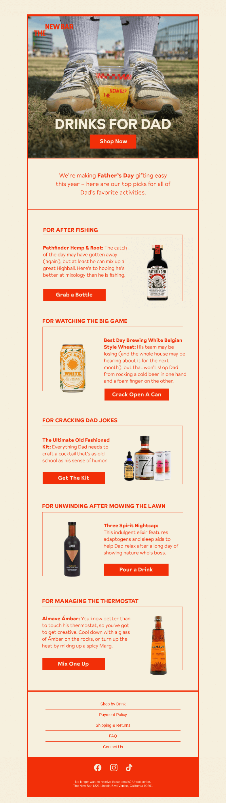 Письмо компании «The New Bar» на тему «This one’s for the dads.»