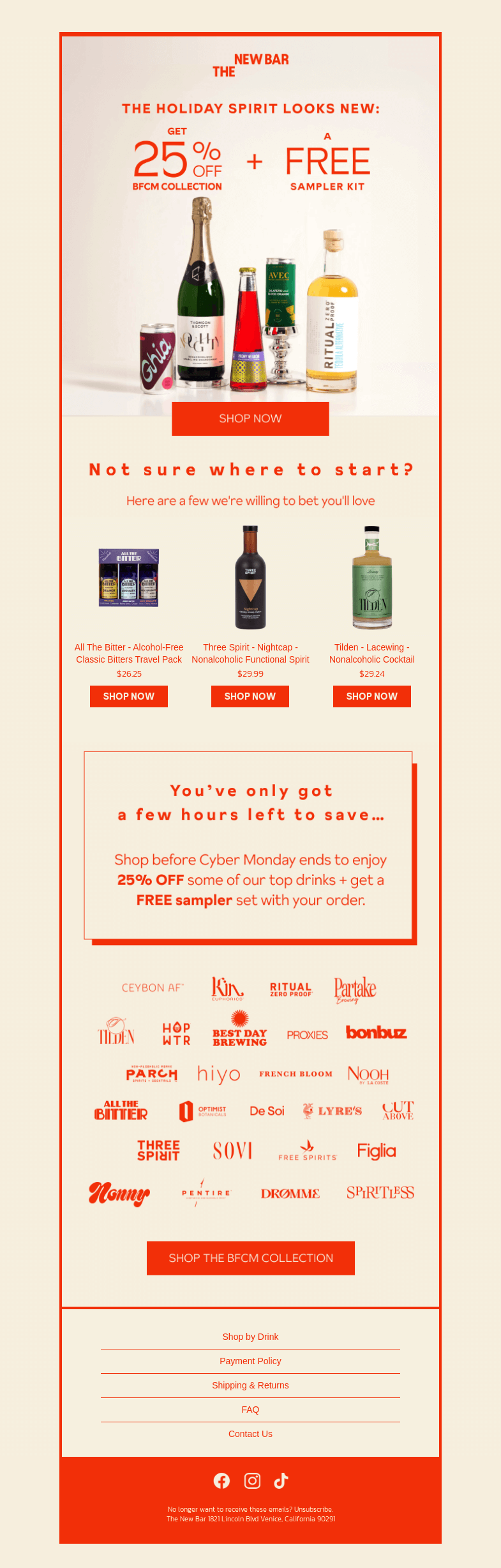 Письмо компании «The New Bar» на тему «Stir Up Some Savings This Cyber Monday»