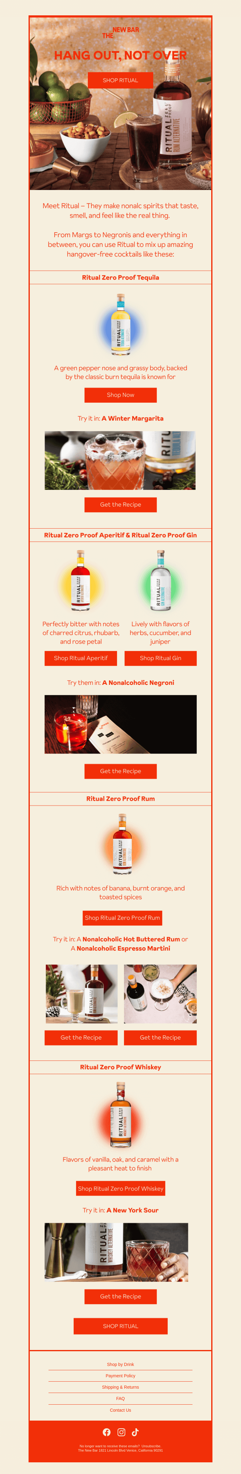 Письмо компании «The New Bar» на тему «Add Ritual to your cocktail kit 🥃»