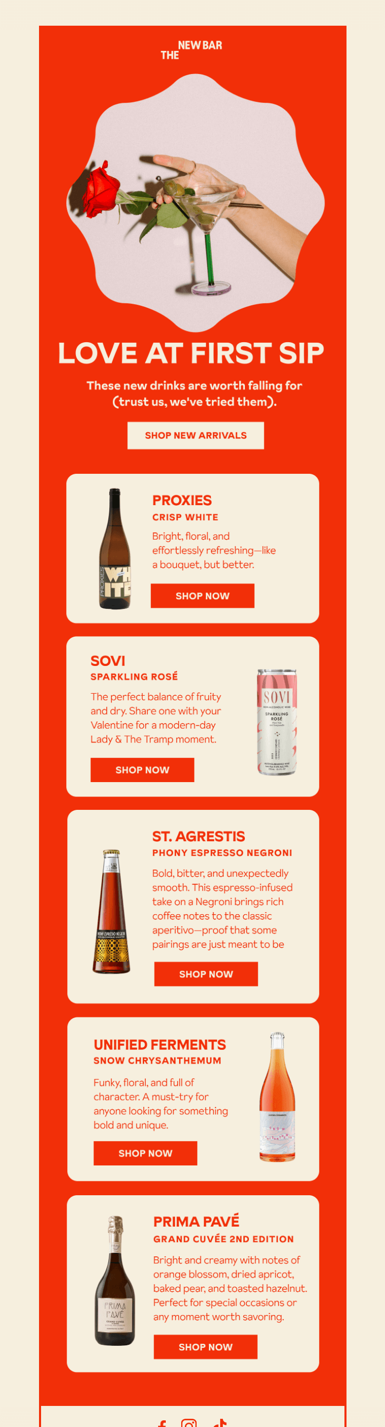 Письмо компании «The New Bar» на тему «New Drinks You’ll Love💘»