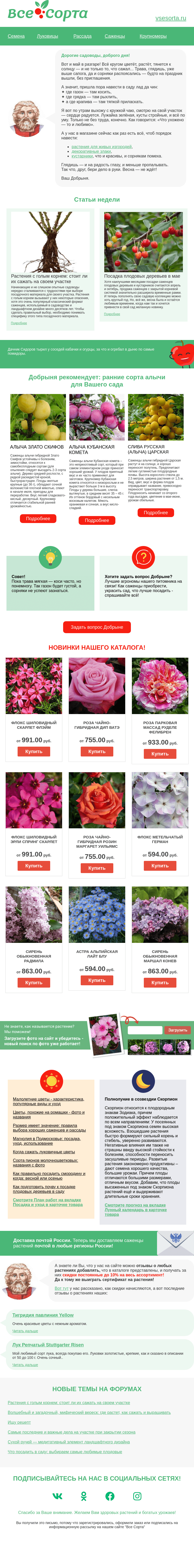 Письмо компании «Все сорта» на тему «🌱  Друг, Весна растёт — пора и сорняки на место поставить»