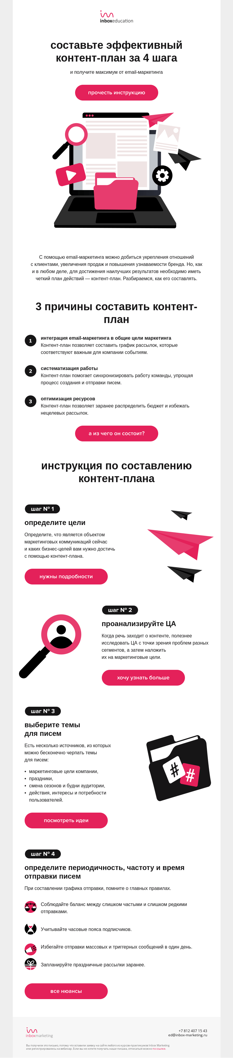 Письмо компании «Inbox Education» на тему «Нет контент-плана — нет конверсий!»