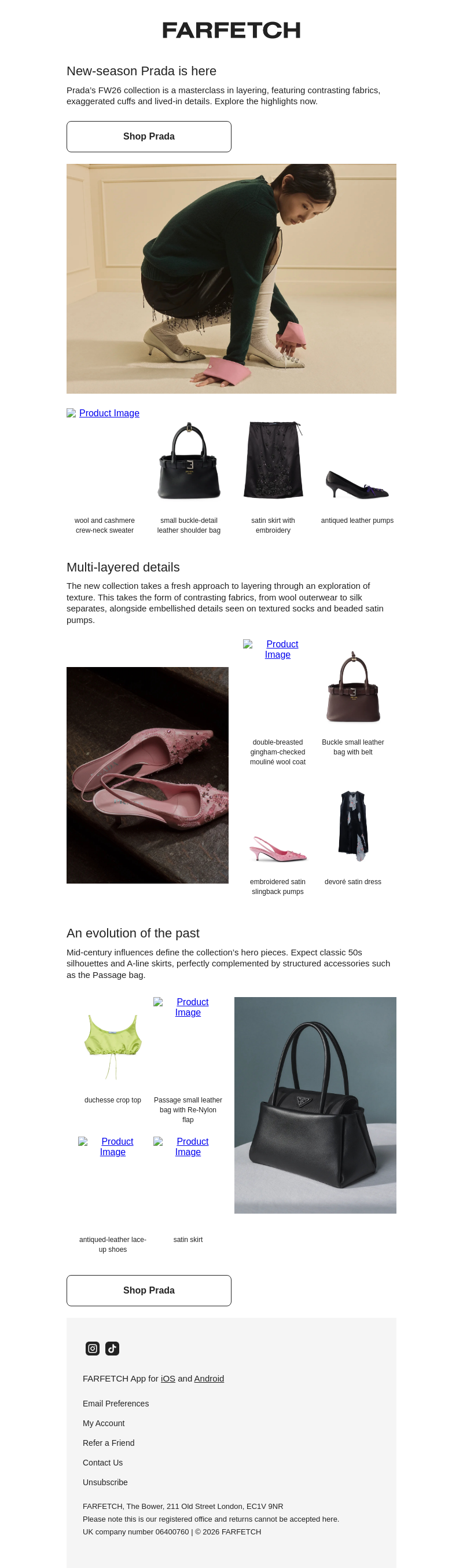 Письмо компании «FARFETCH» на тему «New-season Prada has landed»