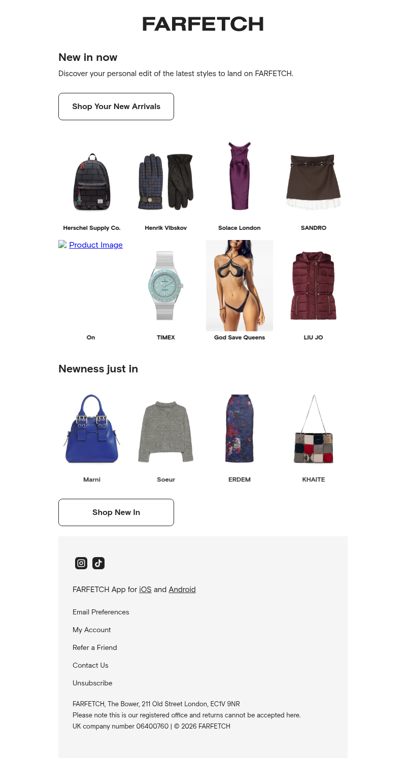 Письмо компании «FARFETCH» на тему «New looks good on you»