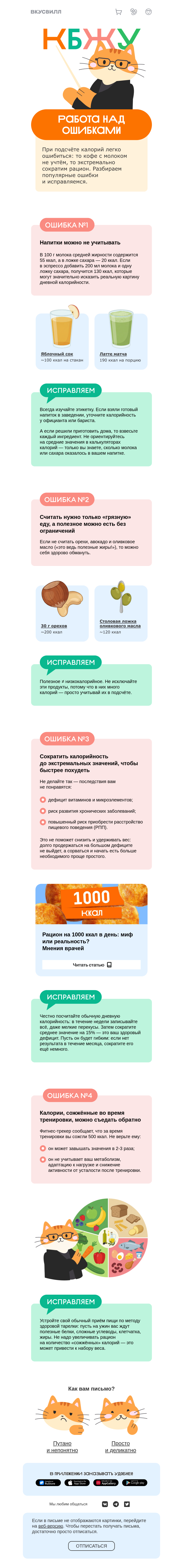 Письмо компании «ВкусВилл» на тему «4 ошибки»