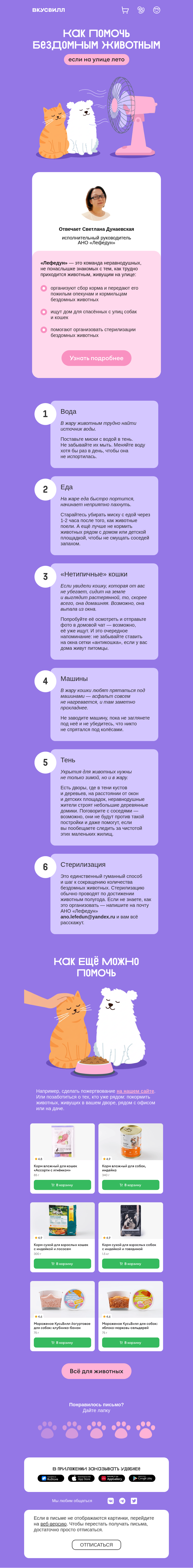 Письмо компании «ВкусВилл» на тему «Как помочь бездомным животным»