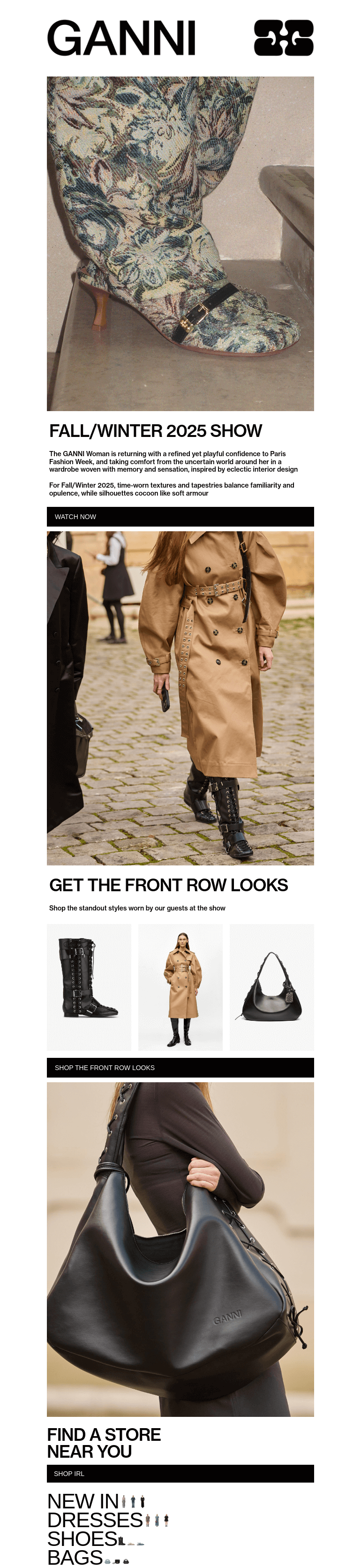 Письмо компании «GANNI» на тему «RELIVE THE GANNI FW25 RUNWAY SHOW»