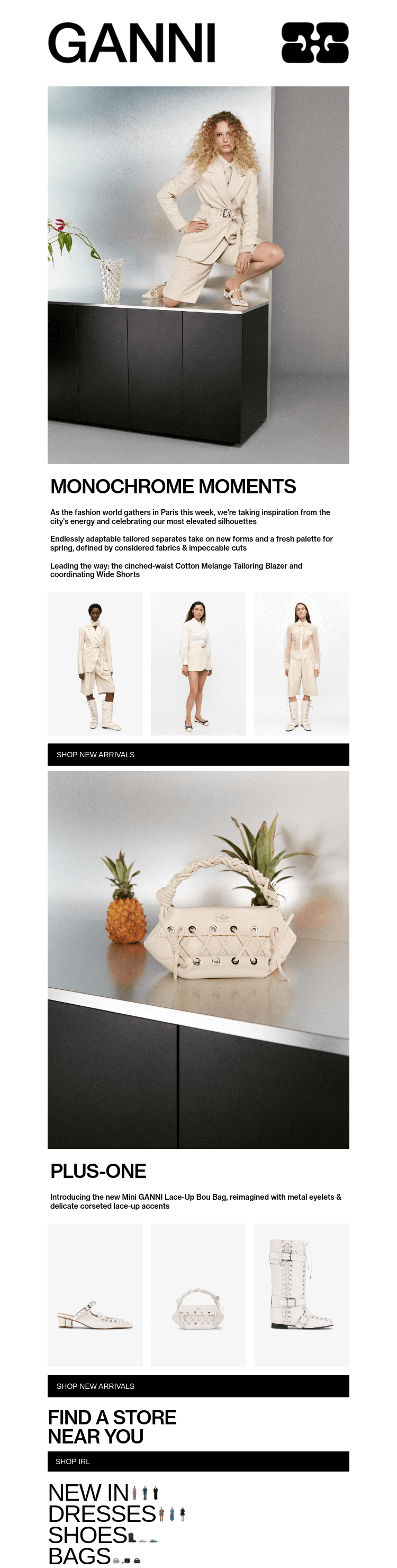 Письмо компании «GANNI» на тему «NEW IN: THE SPRING WARDROBE»