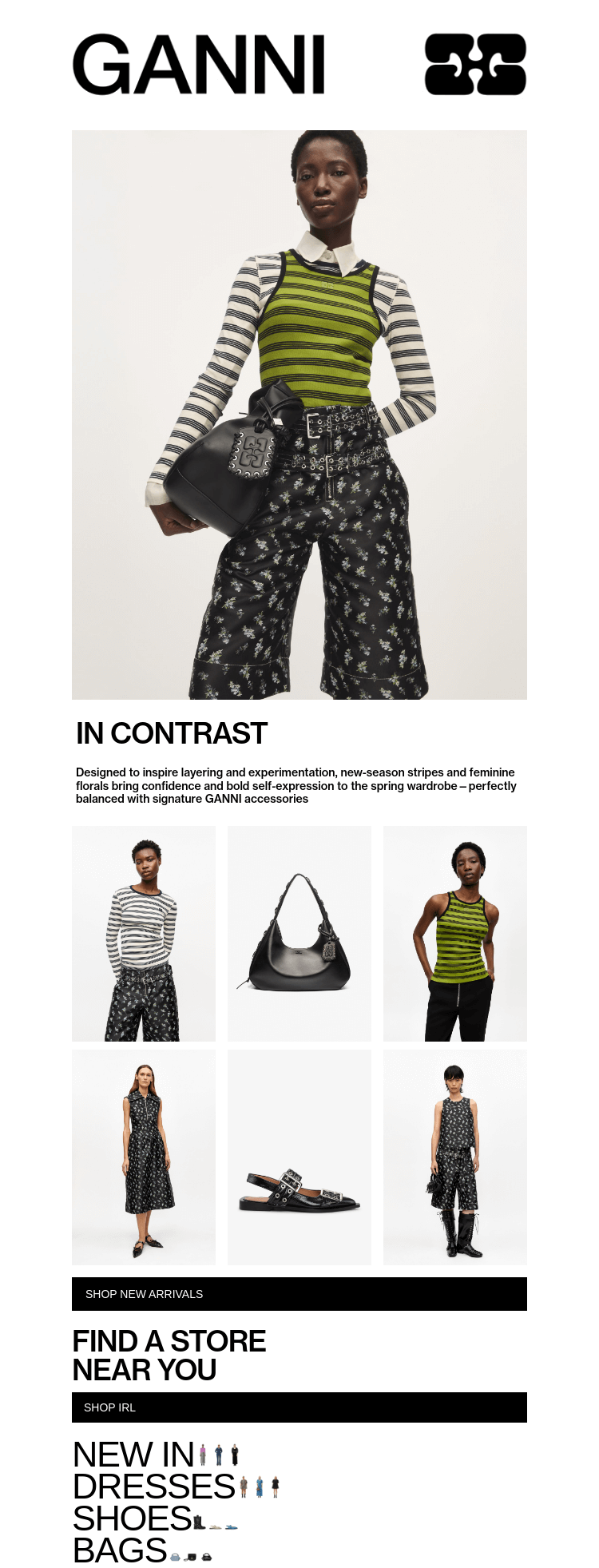 Письмо компании «GANNI» на тему «NEW IN: POWER PRINTS»
