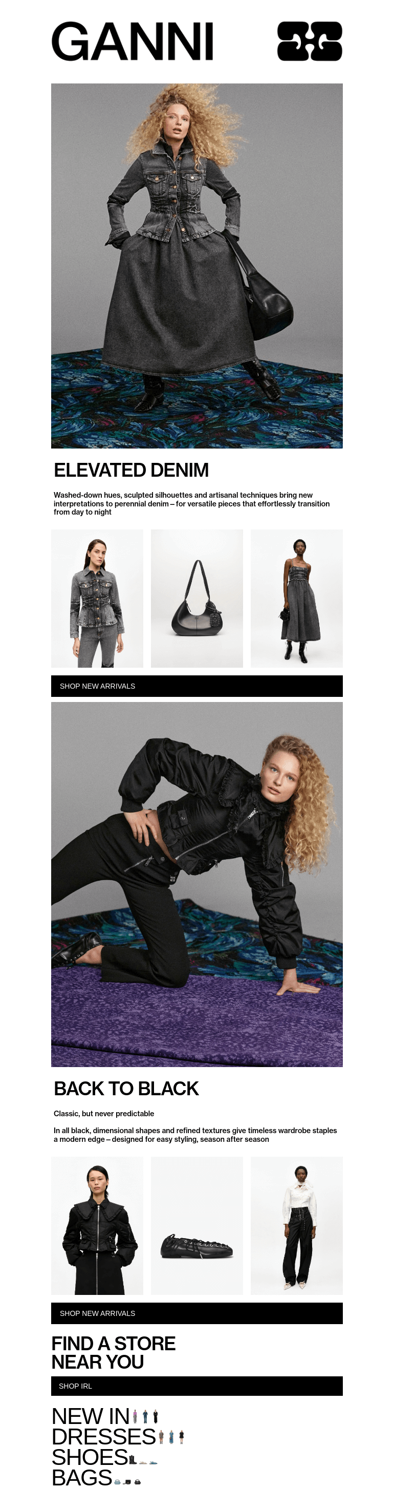 Письмо компании «GANNI» на тему «DENIM, DRESSED UP»