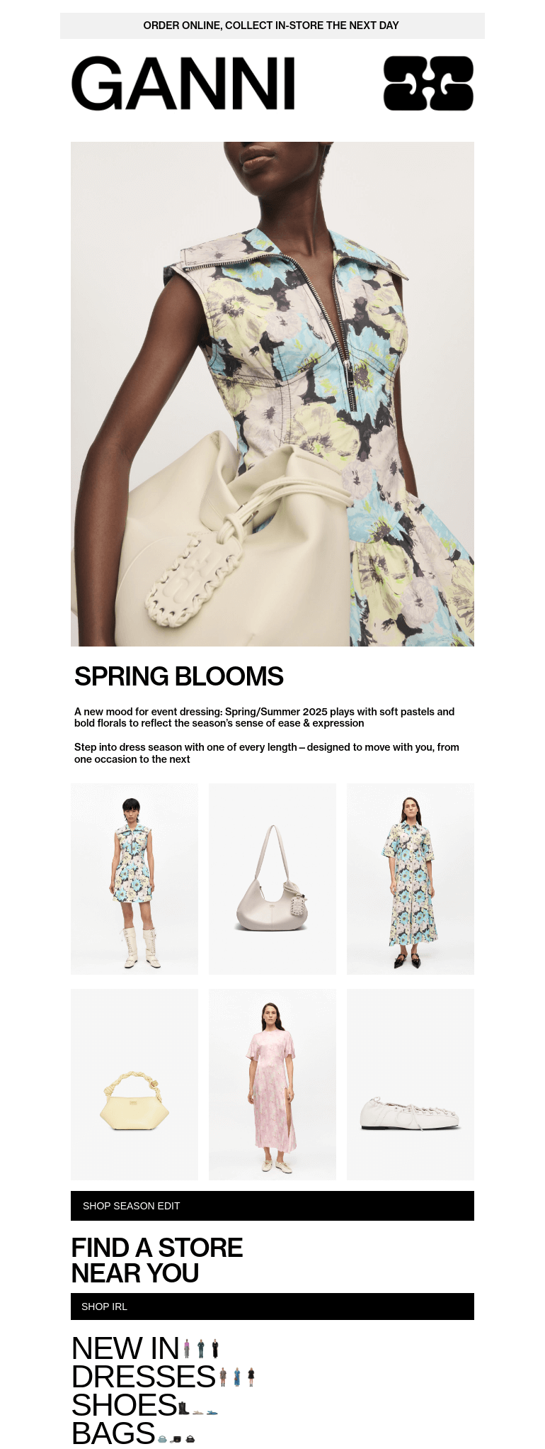 Письмо компании «GANNI» на тему «DRESSES THAT SPEAK VOLUMES»