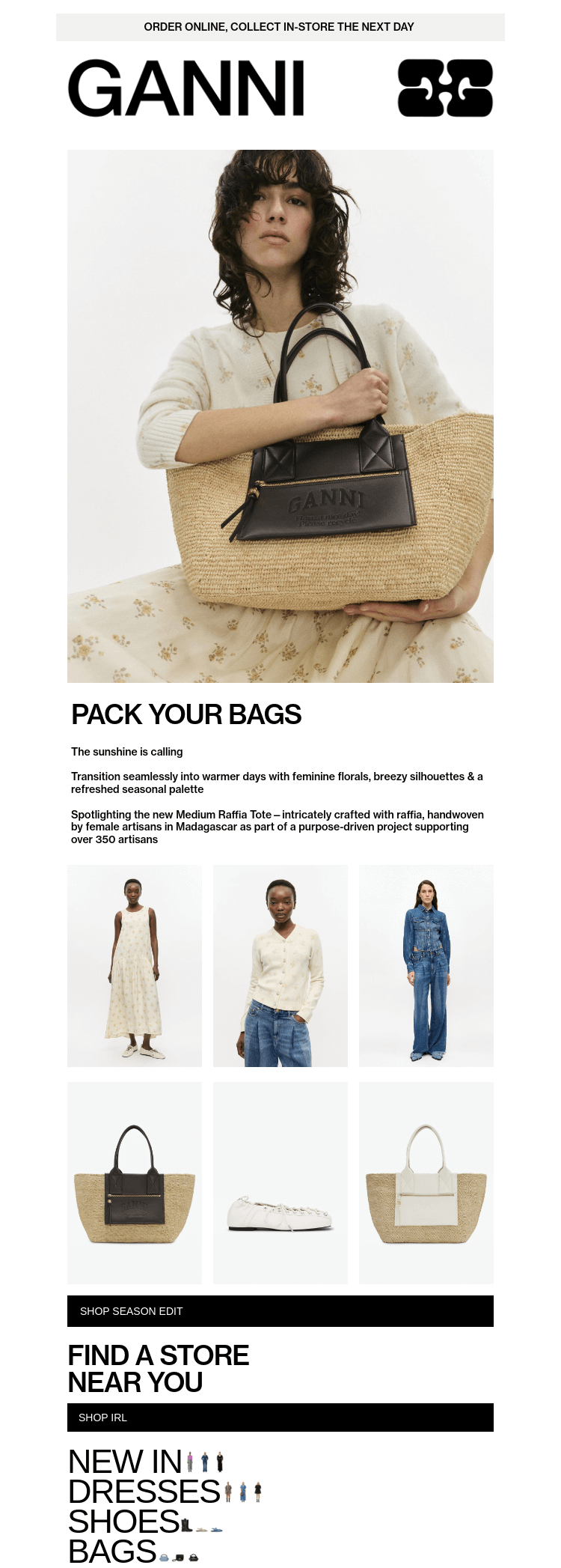 Письмо компании «GANNI» на тему «Meet Spring's Newest Arrivals»