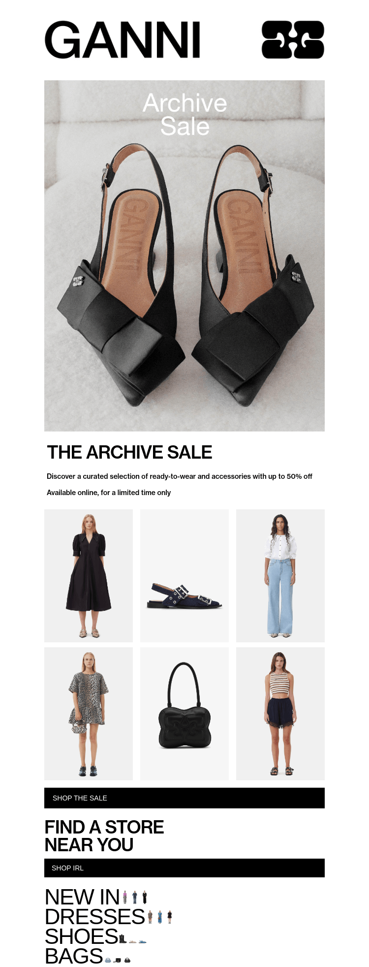 Письмо компании «GANNI» на тему «Now Live: The Archive Sale»