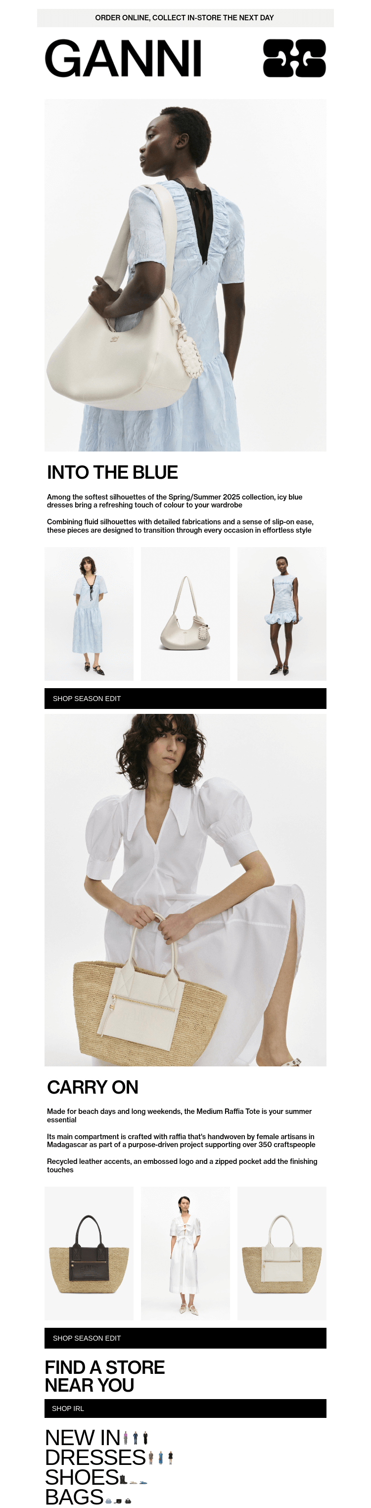 Письмо компании «GANNI» на тему «New In: The Dress Edit»