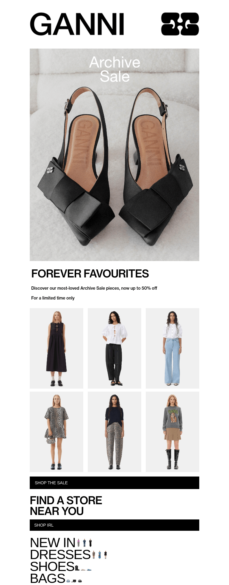 Письмо компании «GANNI» на тему «Best Of The Archive Sale»