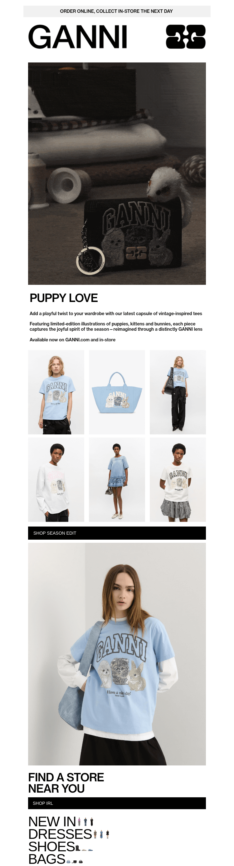 Письмо компании «GANNI» на тему «New In: T-Shirts For Sunshine Days»