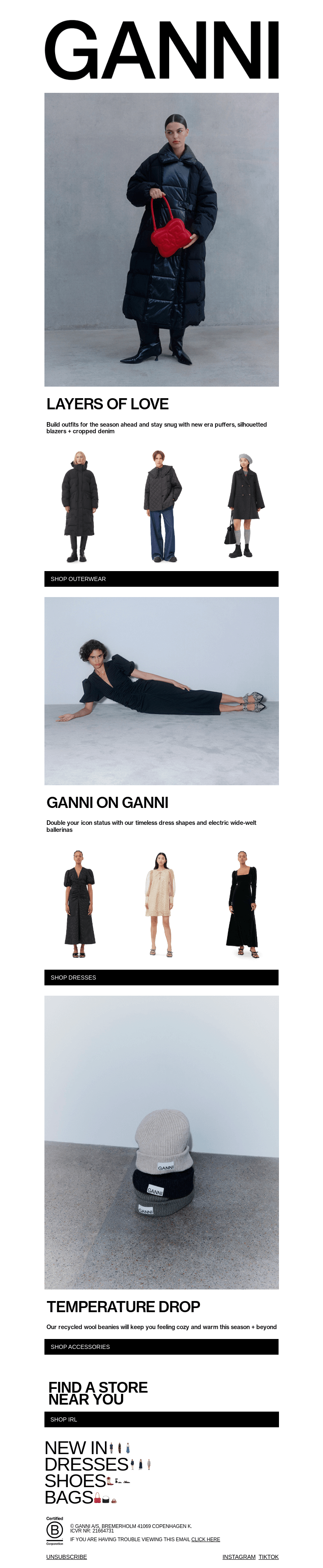 Письмо компании «GANNI» на тему «GRAB YOUR COAT ❄️»