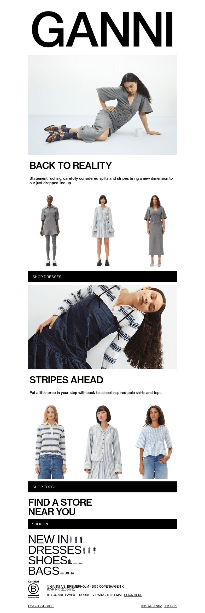 Письмо компании «GANNI» на тему «DRESSES REVISITED»
