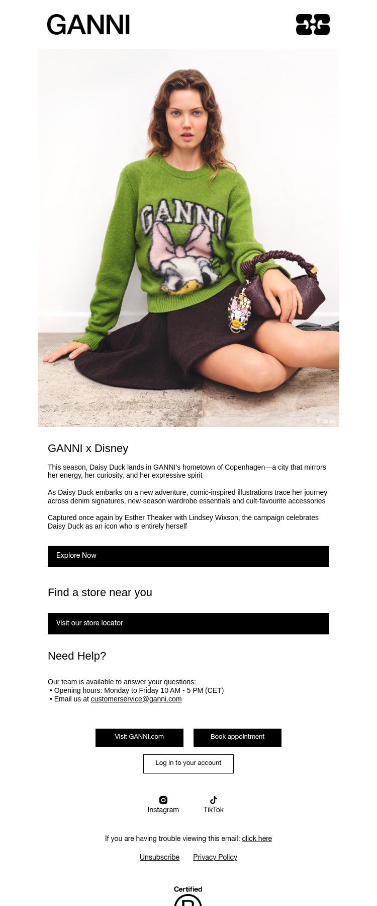 Письмо компании «GANNI» на тему «Just Landed: GANNI x Disney»